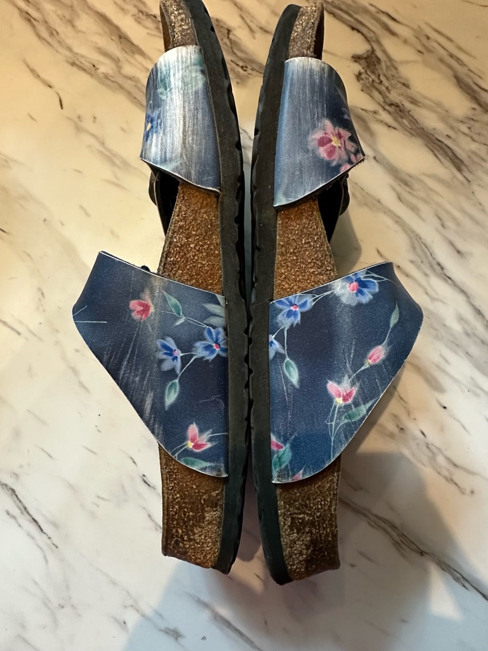 Birkenstock Papillio Navy Blue Floral Two-Strap Sandals - Picture 7 of 8